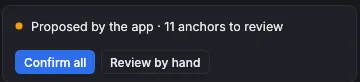 Proposed by the app, 11 anchors to review
